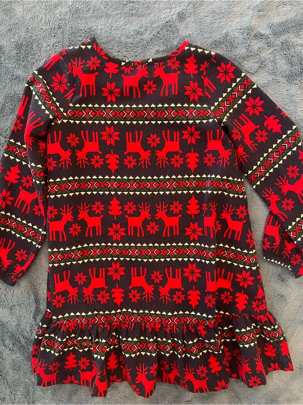 Hanna Andersson Red and Black Reindeer Print Long Sleeve Nightgown